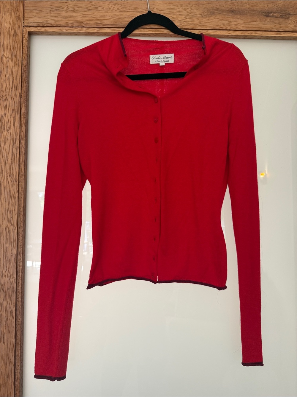 Frankie’s Bikinis Cashmere Red Button-Front Women's Cardigan